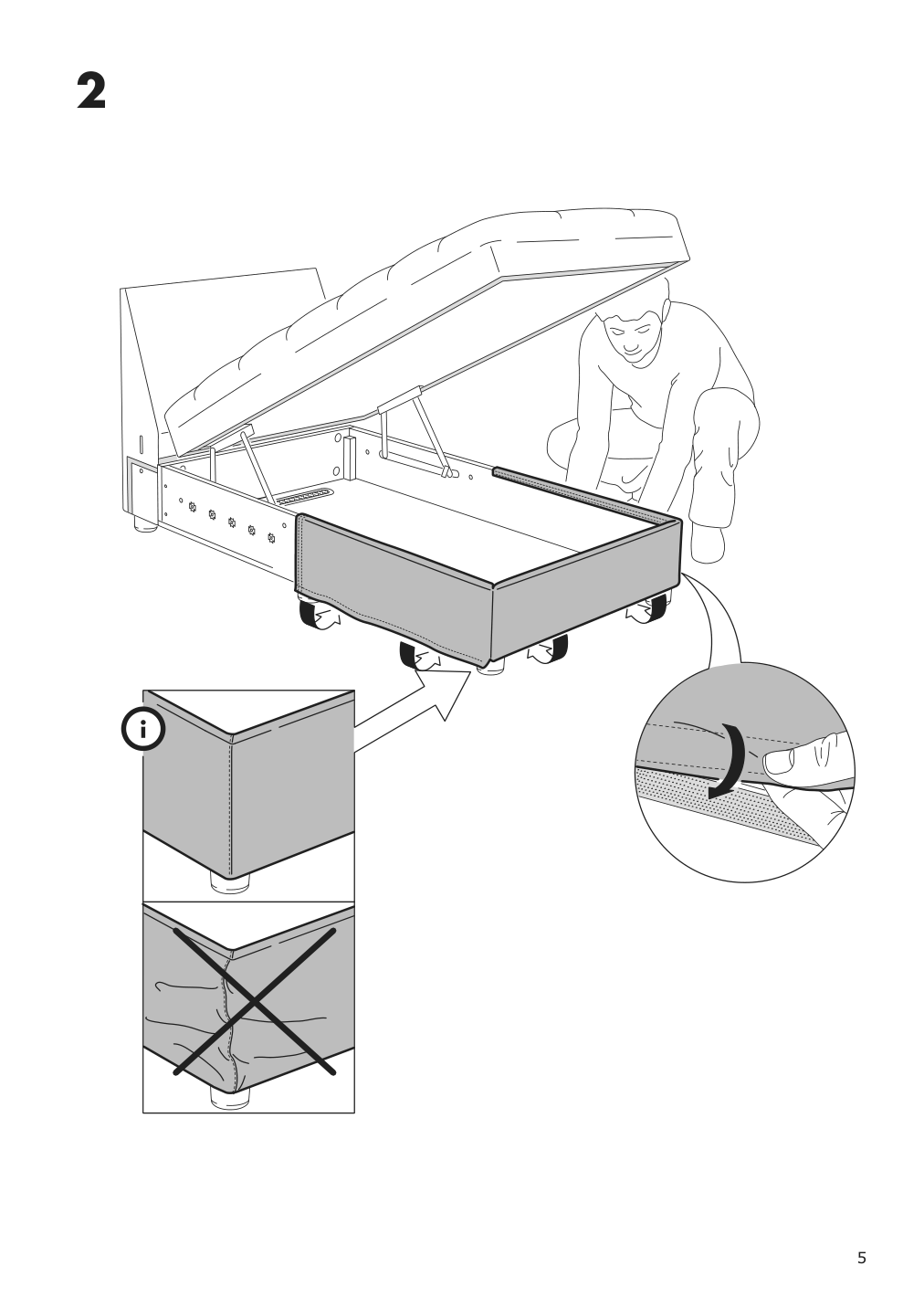 Assembly instructions for IKEA Lidhult cover for chaise section gassebol blue gray | Page 5 - IKEA LIDHULT cover for chaise section 104.058.92