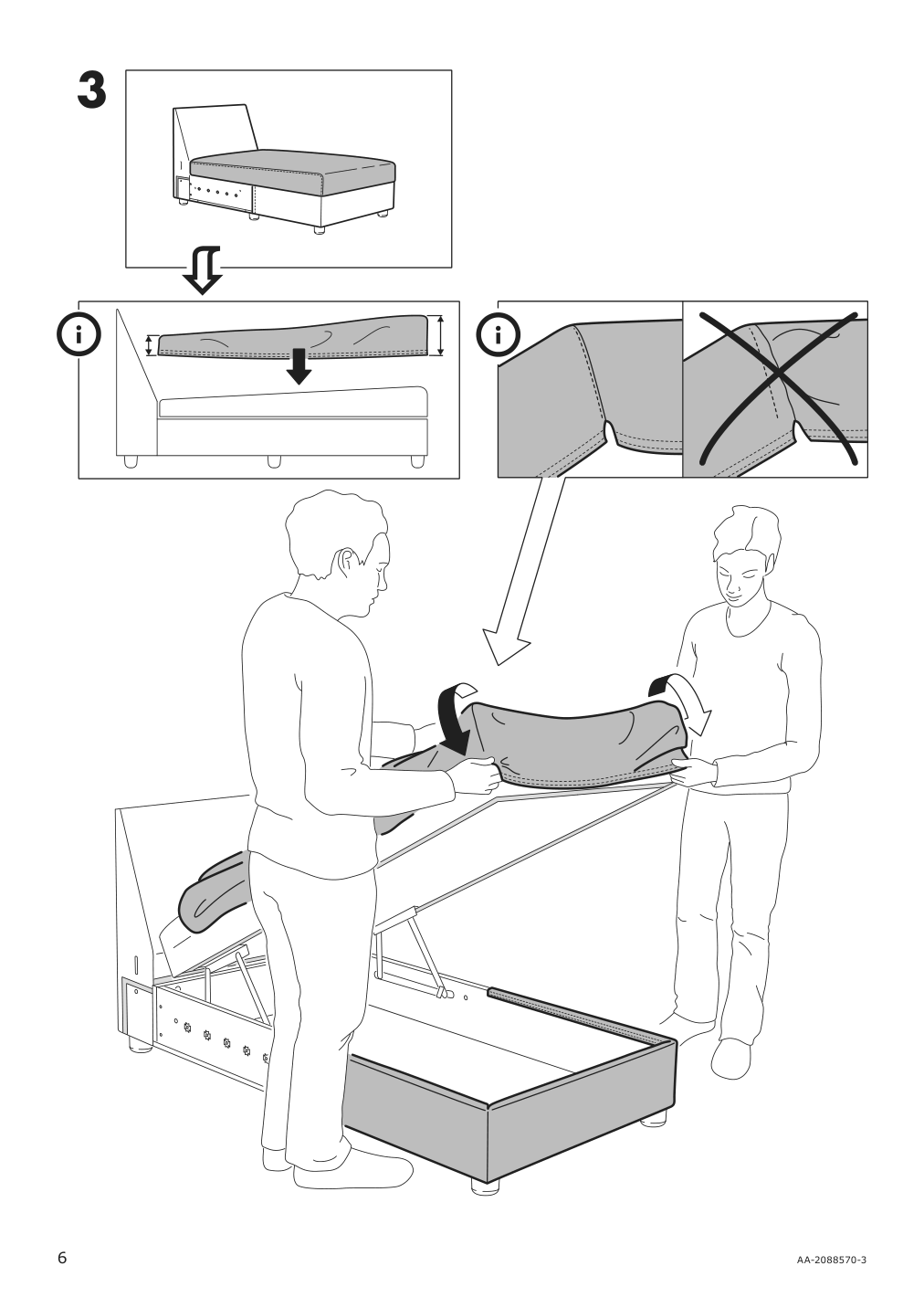 Assembly instructions for IKEA Lidhult cover for chaise section gassebol blue gray | Page 6 - IKEA LIDHULT cover for chaise section 104.058.92