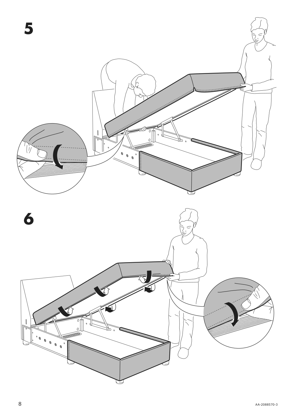 Assembly instructions for IKEA Lidhult cover for chaise section gassebol blue gray | Page 8 - IKEA LIDHULT cover for chaise section 104.058.92