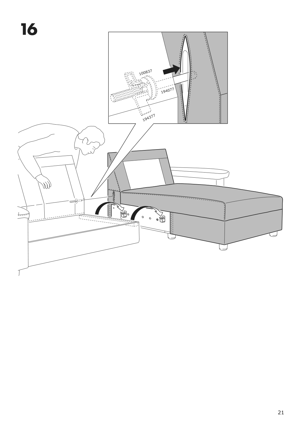 Assembly instructions for IKEA Lidhult cover for chaise section lejde gray black | Page 21 - IKEA LIDHULT cover for chaise section 904.058.50