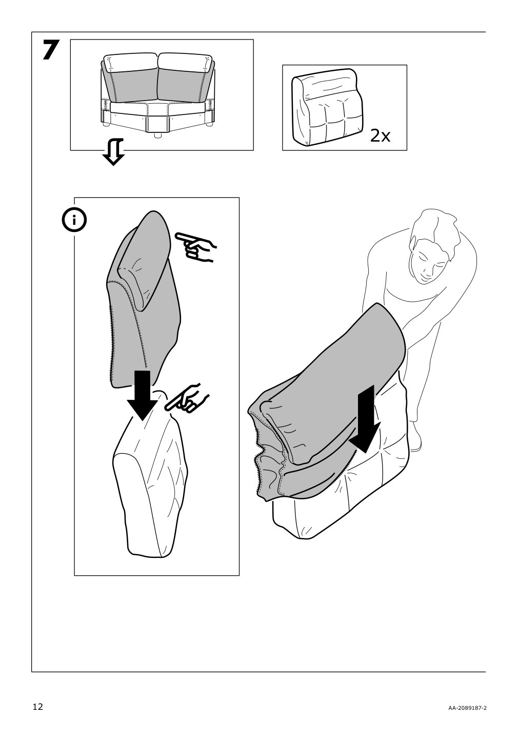 Assembly instructions for IKEA Lidhult cover for corner section gassebol light beige | Page 12 - IKEA LIDHULT cover for corner section 504.055.93