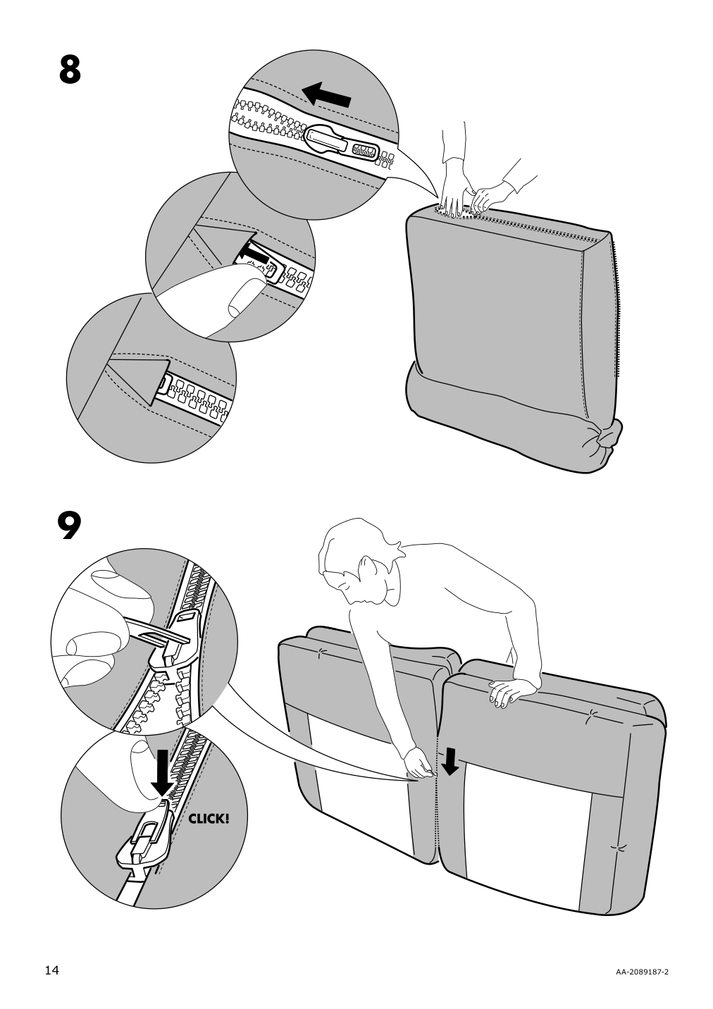 Assembly instructions for IKEA Lidhult cover for corner section gassebol light beige | Page 14 - IKEA LIDHULT cover for corner section 504.055.93