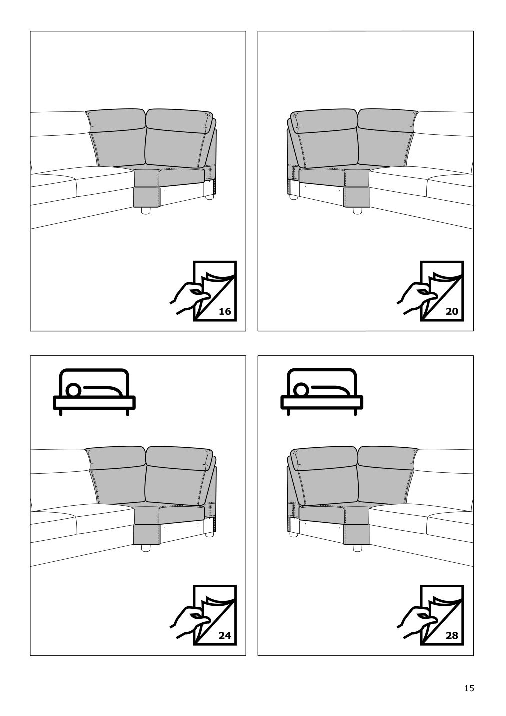 Assembly instructions for IKEA Lidhult cover for corner section gassebol light beige | Page 15 - IKEA LIDHULT cover for corner section 504.055.93