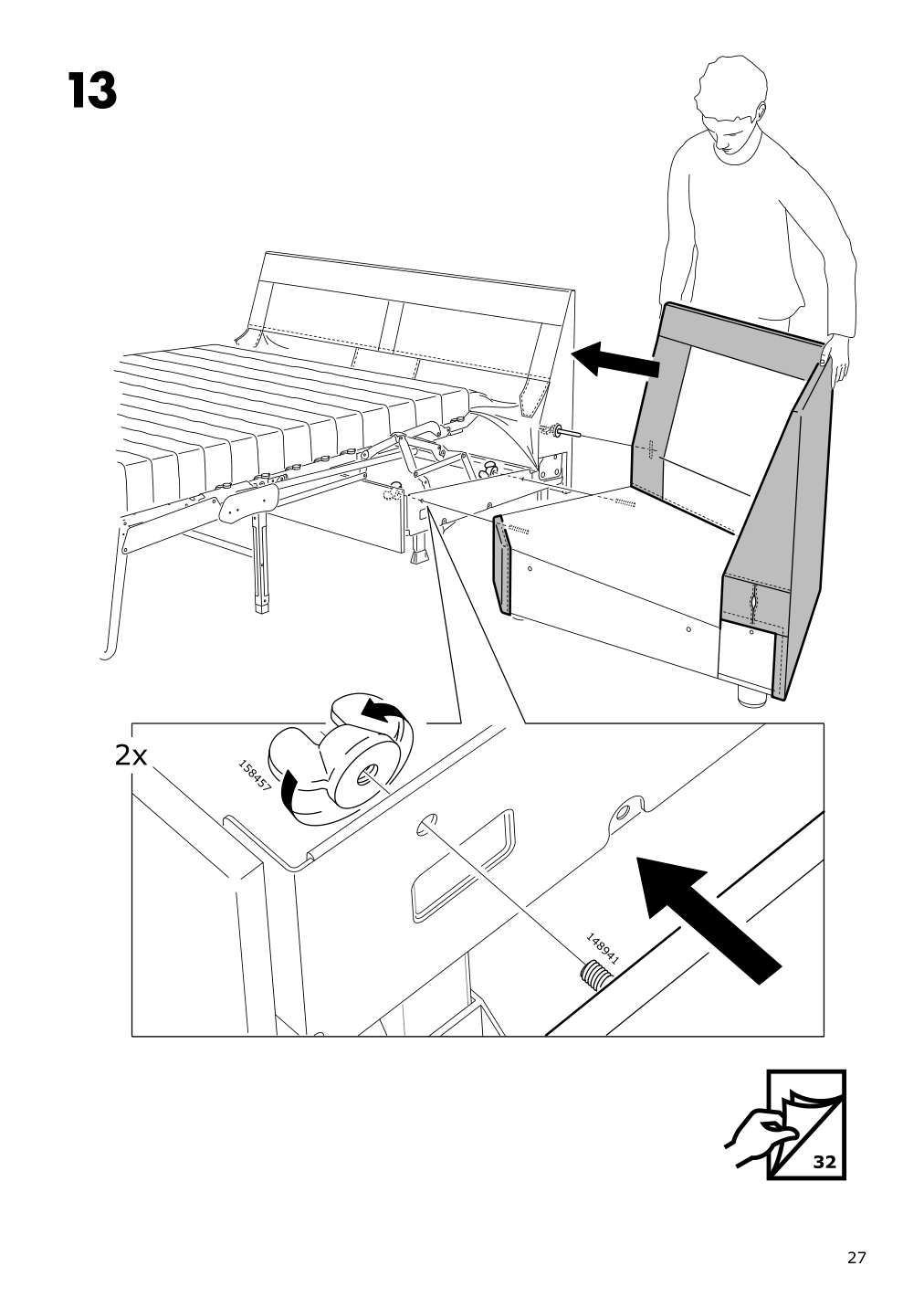 Assembly instructions for IKEA Lidhult cover for corner section gassebol light beige | Page 27 - IKEA LIDHULT cover for corner section 504.055.93