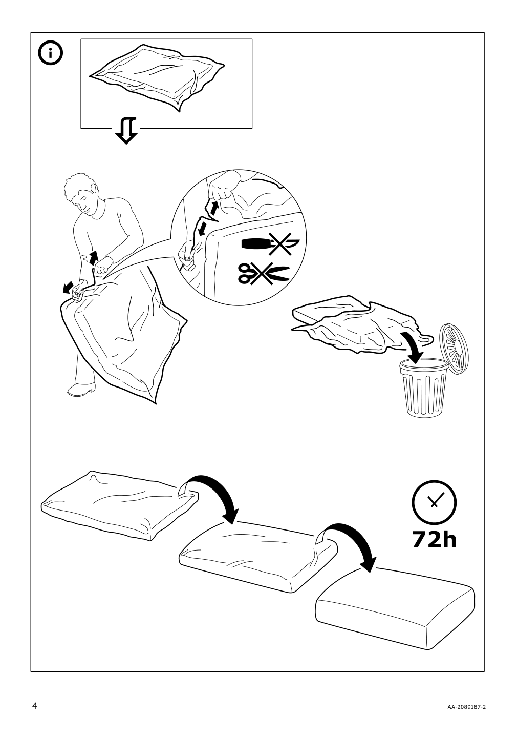 Assembly instructions for IKEA Lidhult cover for corner section gassebol light beige | Page 4 - IKEA LIDHULT cover for corner section 504.055.93