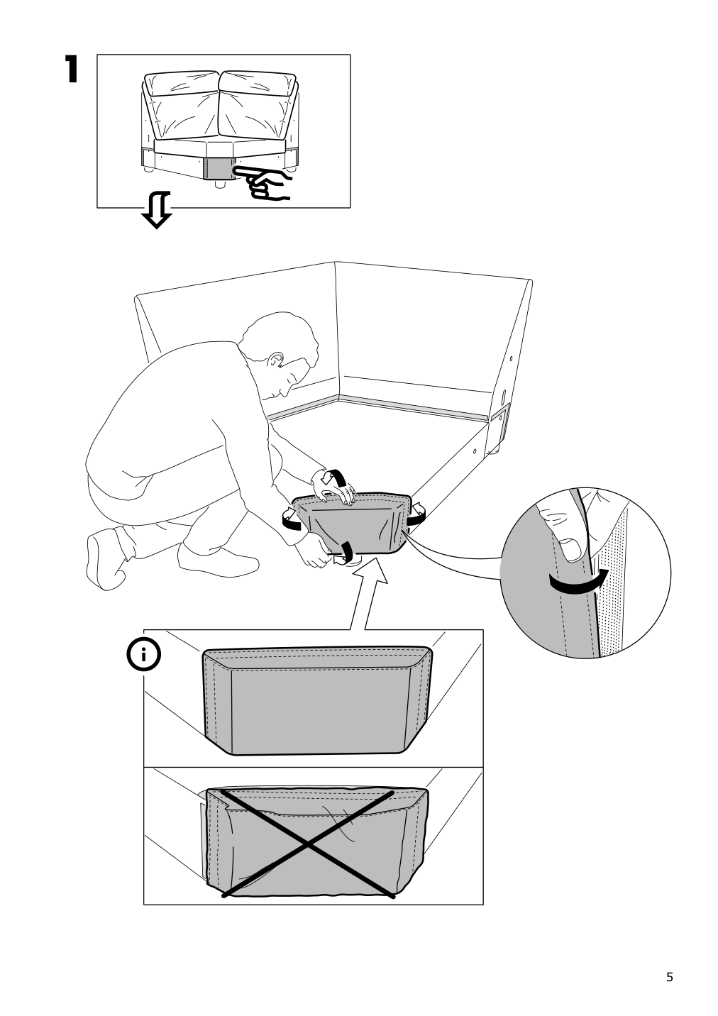 Assembly instructions for IKEA Lidhult cover for corner section gassebol light beige | Page 5 - IKEA LIDHULT cover for corner section 504.055.93