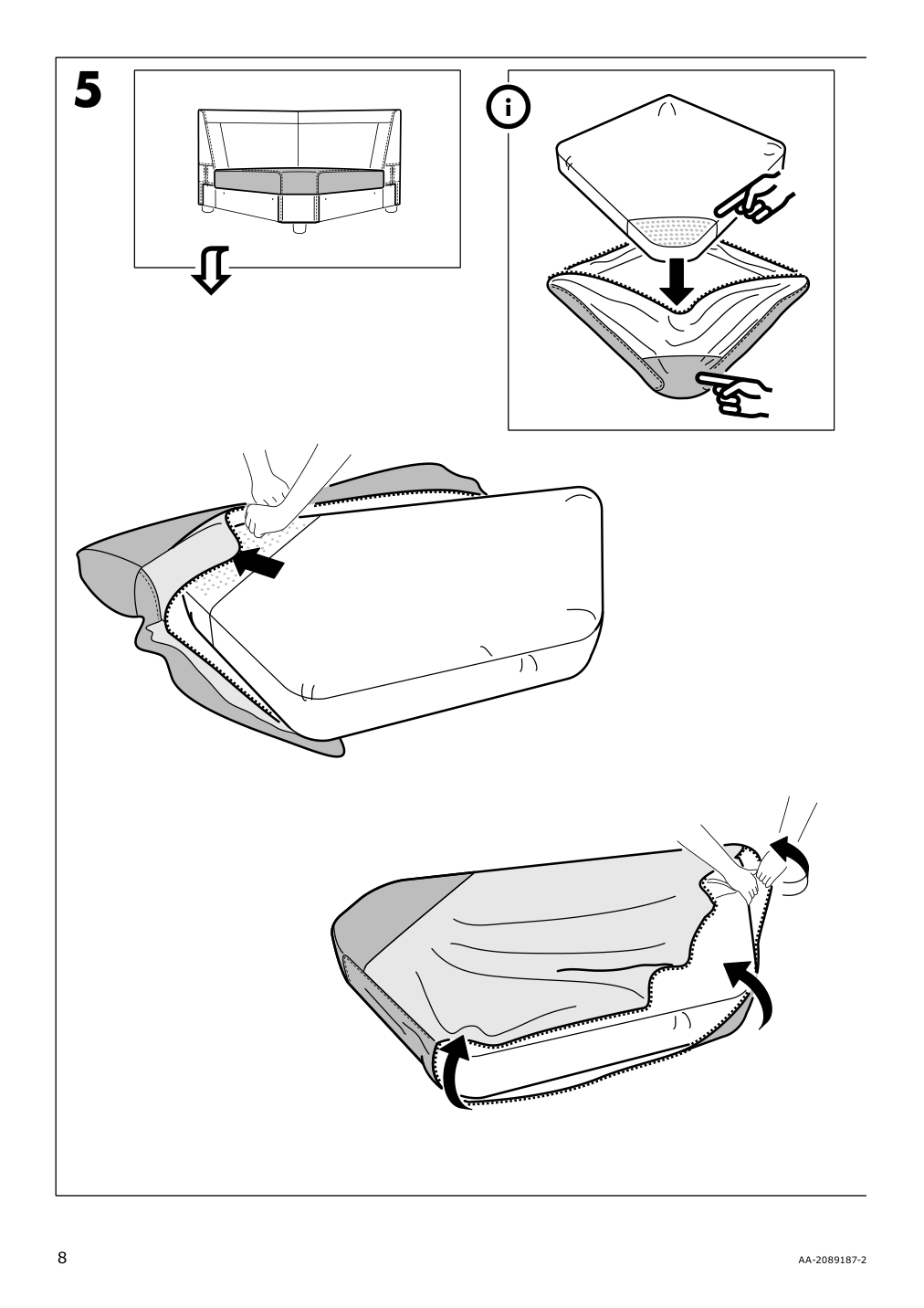 Assembly instructions for IKEA Lidhult cover for corner section gassebol light beige | Page 8 - IKEA LIDHULT cover for corner section 504.055.93