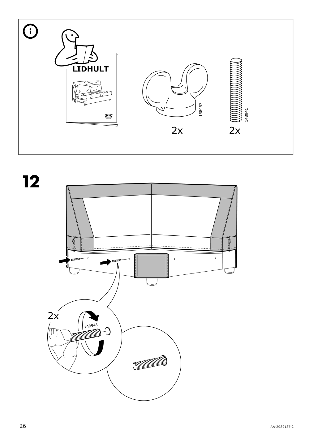 Assembly instructions for IKEA Lidhult cover for corner section lejde gray black | Page 26 - IKEA LIDHULT cover for corner section 804.055.82