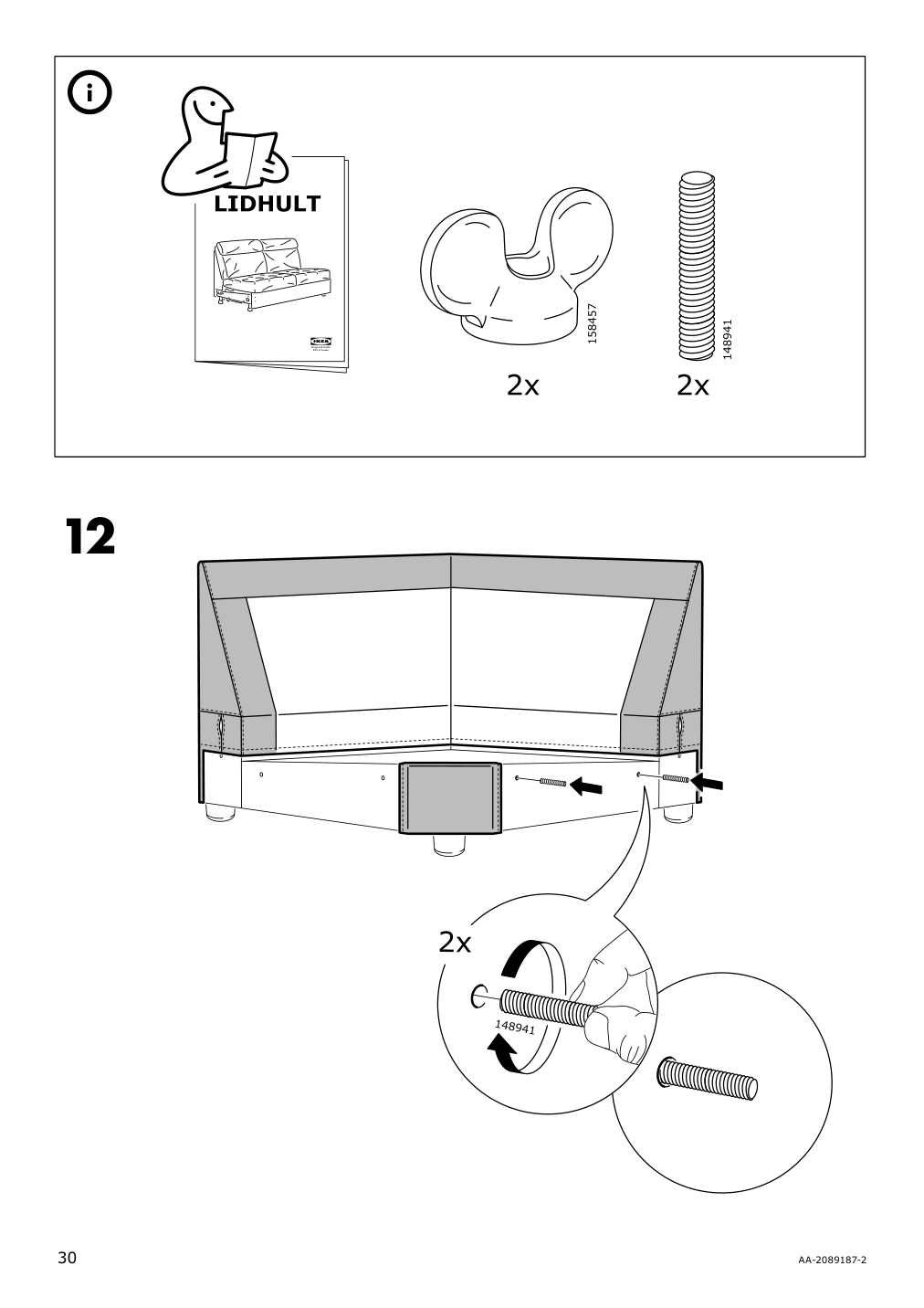 Assembly instructions for IKEA Lidhult cover for corner section lejde gray black | Page 30 - IKEA LIDHULT cover for corner section 804.055.82