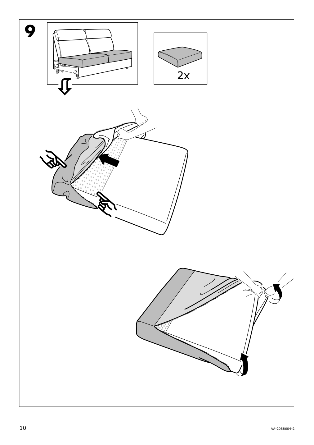 Assembly instructions for IKEA Lidhult cover for loveseat sleeper section lejde beige brown | Page 10 - IKEA LIDHULT cover for loveseat sleeper section 004.136.99