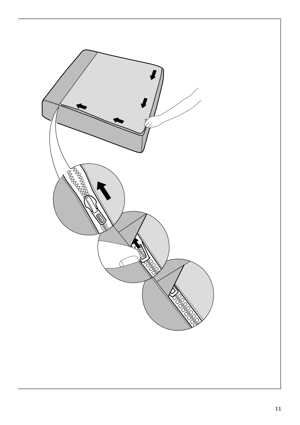 Assembly instructions for IKEA Lidhult cover for loveseat sleeper section lejde beige brown | Page 11 - IKEA LIDHULT cover for loveseat sleeper section 004.136.99