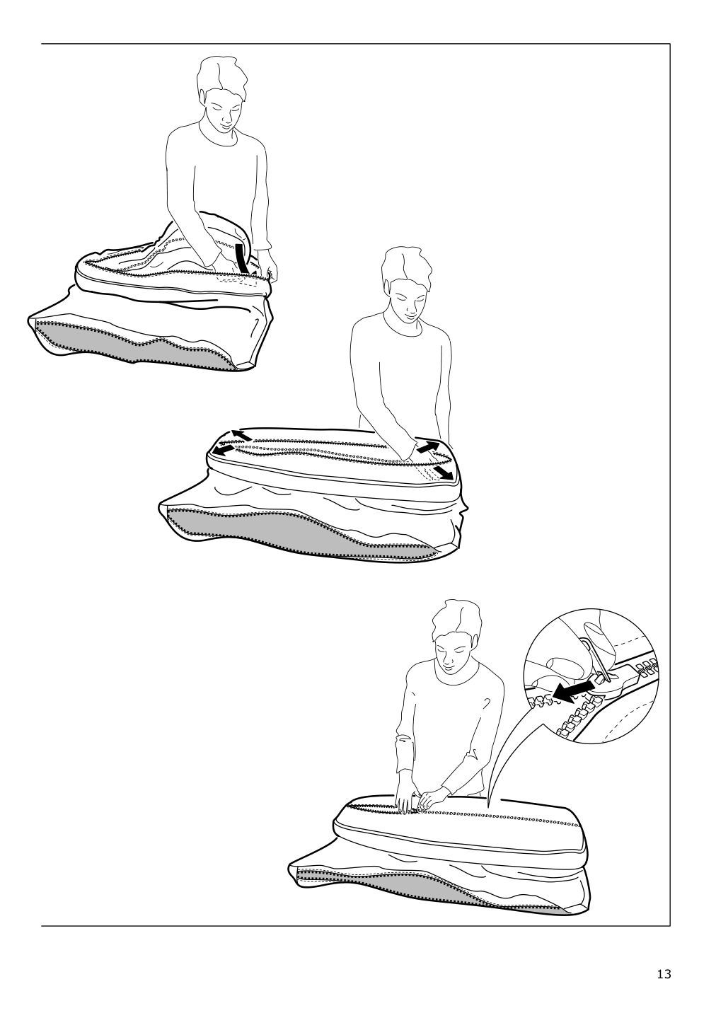 Assembly instructions for IKEA Lidhult cover for loveseat sleeper section lejde beige brown | Page 13 - IKEA LIDHULT cover for loveseat sleeper section 004.136.99