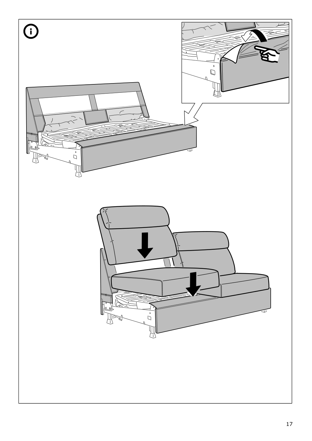 Assembly instructions for IKEA Lidhult cover for loveseat sleeper section lejde beige brown | Page 17 - IKEA LIDHULT cover for loveseat sleeper section 004.136.99