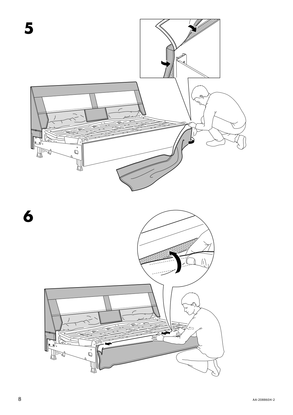 Assembly instructions for IKEA Lidhult cover for loveseat sleeper section lejde beige brown | Page 8 - IKEA LIDHULT cover for loveseat sleeper section 004.136.99