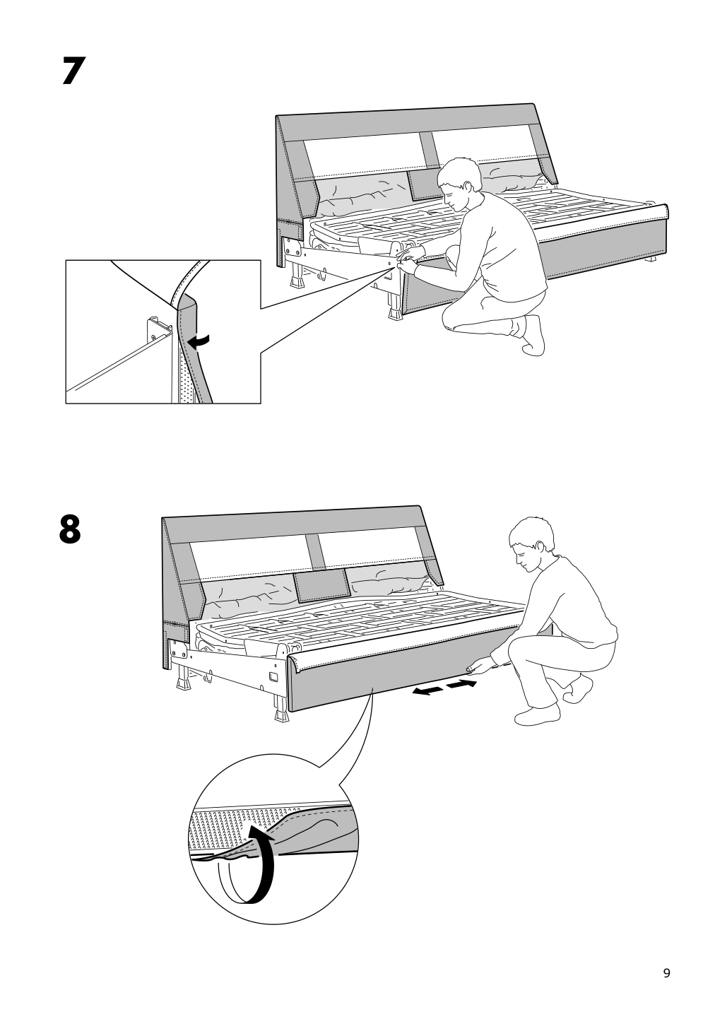 Assembly instructions for IKEA Lidhult cover for loveseat sleeper section lejde beige brown | Page 9 - IKEA LIDHULT cover for loveseat sleeper section 004.136.99