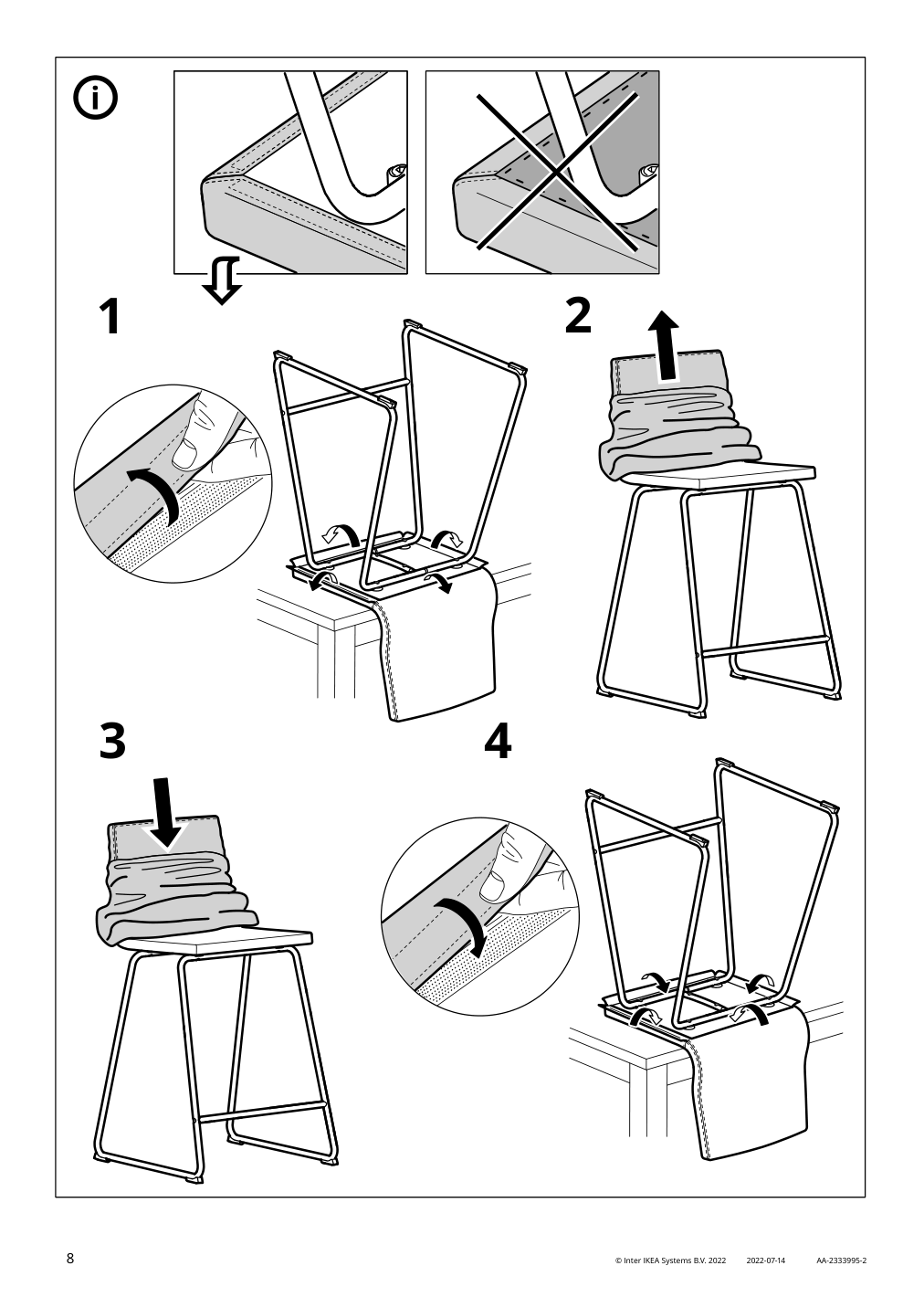 Assembly instructions for IKEA Lillanaes bar stool chrome plated gunnared dark gray | Page 8 - IKEA LILLÅNÄS bar stool 905.347.91