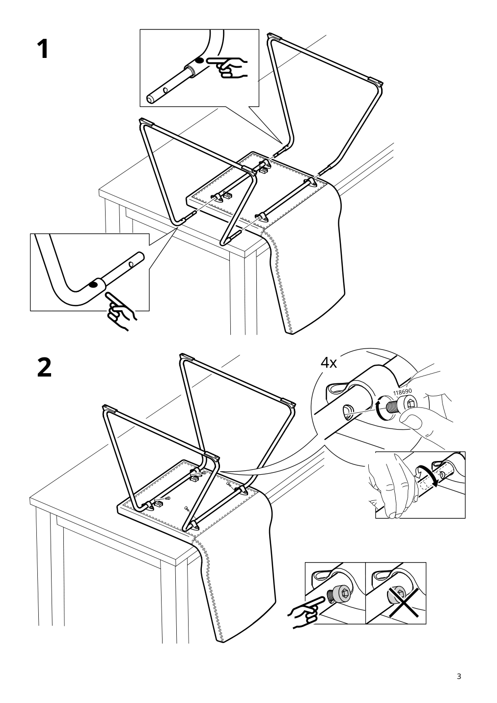 Assembly instructions for IKEA Lillanaes chair chrome plated glose black | Page 3 - IKEA MÖRBYLÅNGA / LILLÅNÄS table and 6 chairs 094.952.09