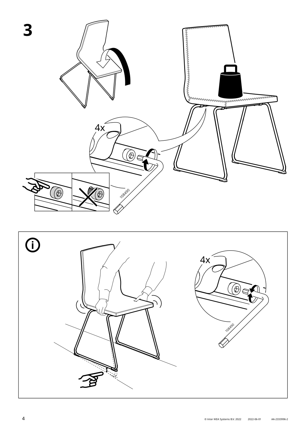 Assembly instructions for IKEA Lillanaes chair chrome plated glose black | Page 4 - IKEA MÖRBYLÅNGA / LILLÅNÄS table and 6 chairs 094.952.09