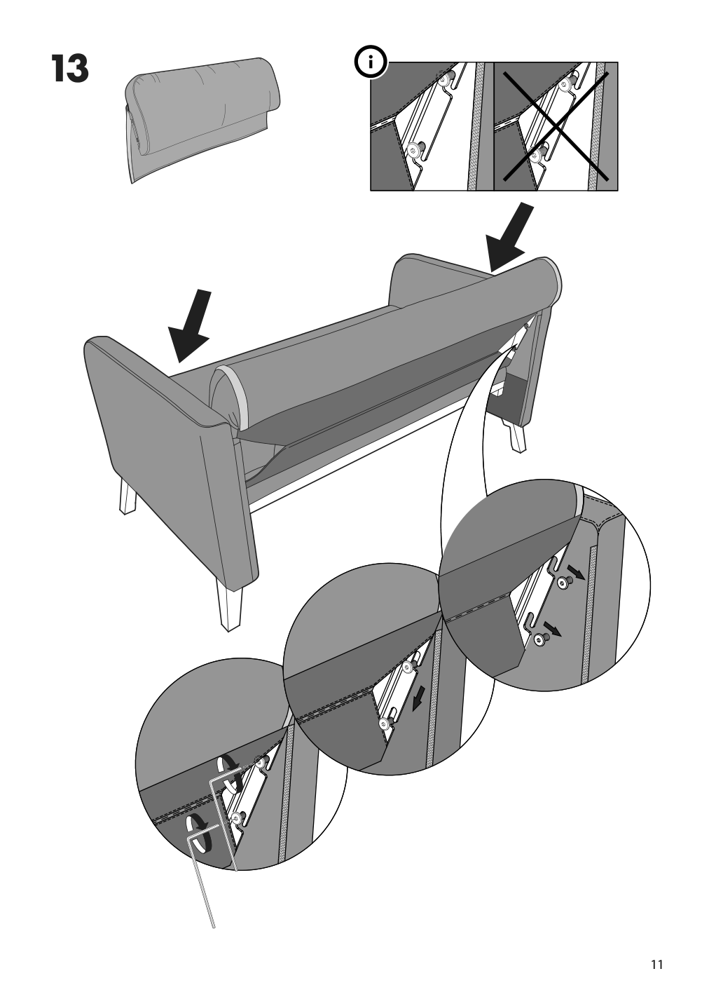 Assembly instructions for IKEA Linanaes loveseat vissle dark gray | Page 11 - IKEA LINANÄS loveseat 805.033.75