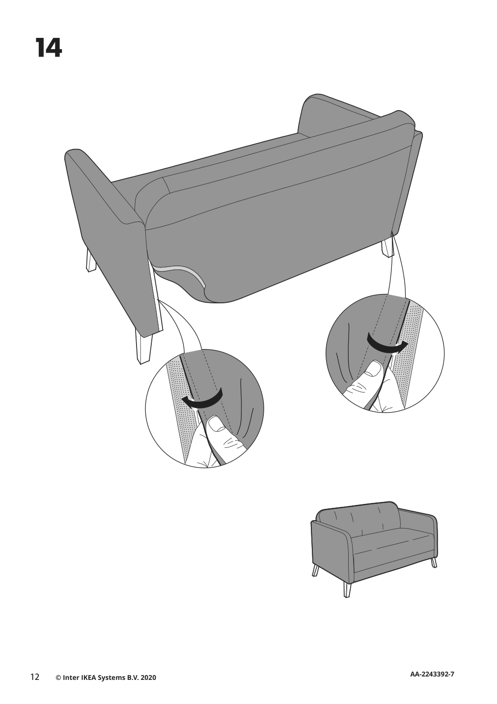 Assembly instructions for IKEA Linanaes loveseat vissle dark gray | Page 12 - IKEA LINANÄS loveseat 805.033.75