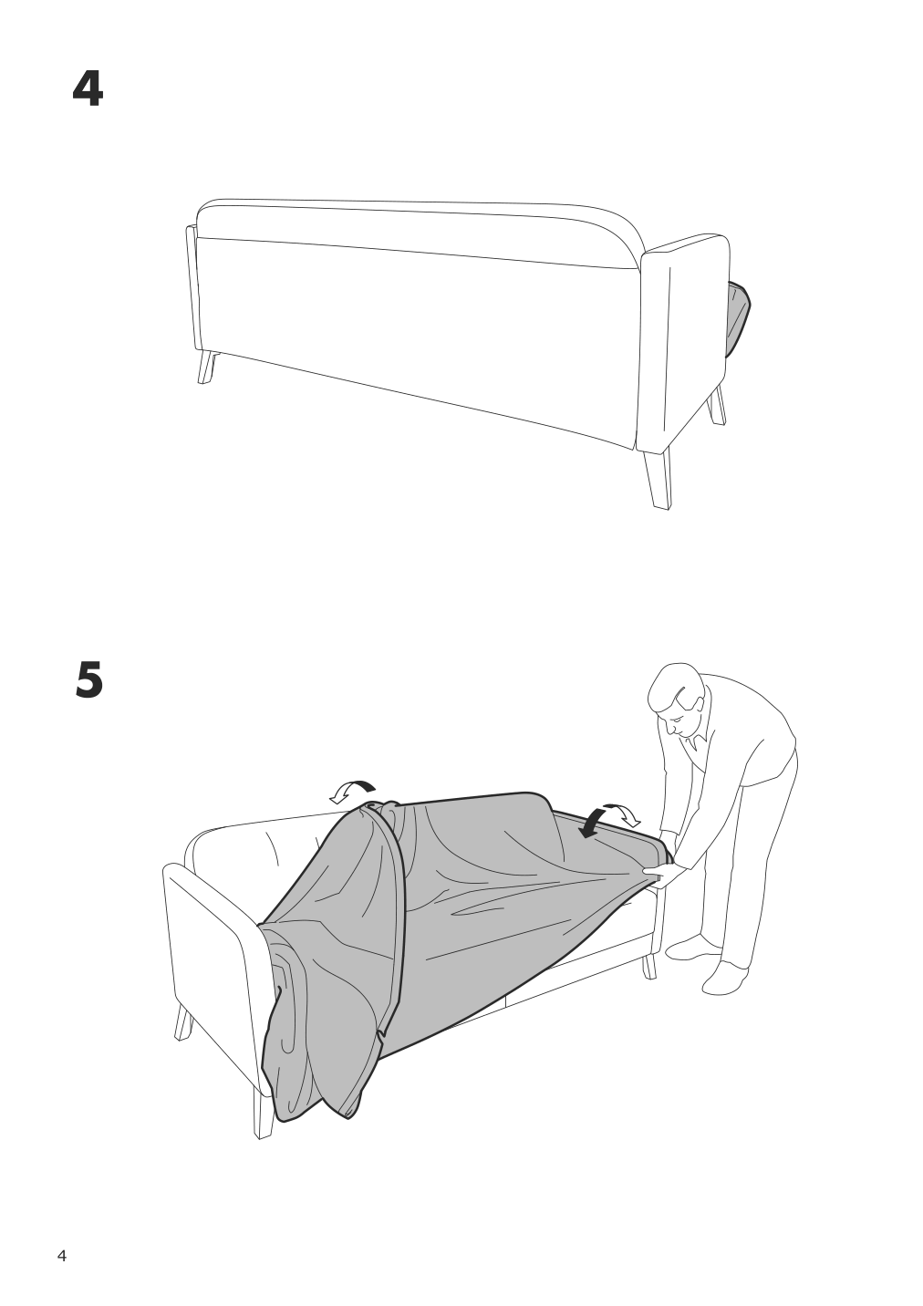 Assembly instructions for IKEA Linanaes protector f 3 seat sofa vissle dark green | Page 4 - IKEA LINANÄS protector f 3-seat sofa 605.644.02