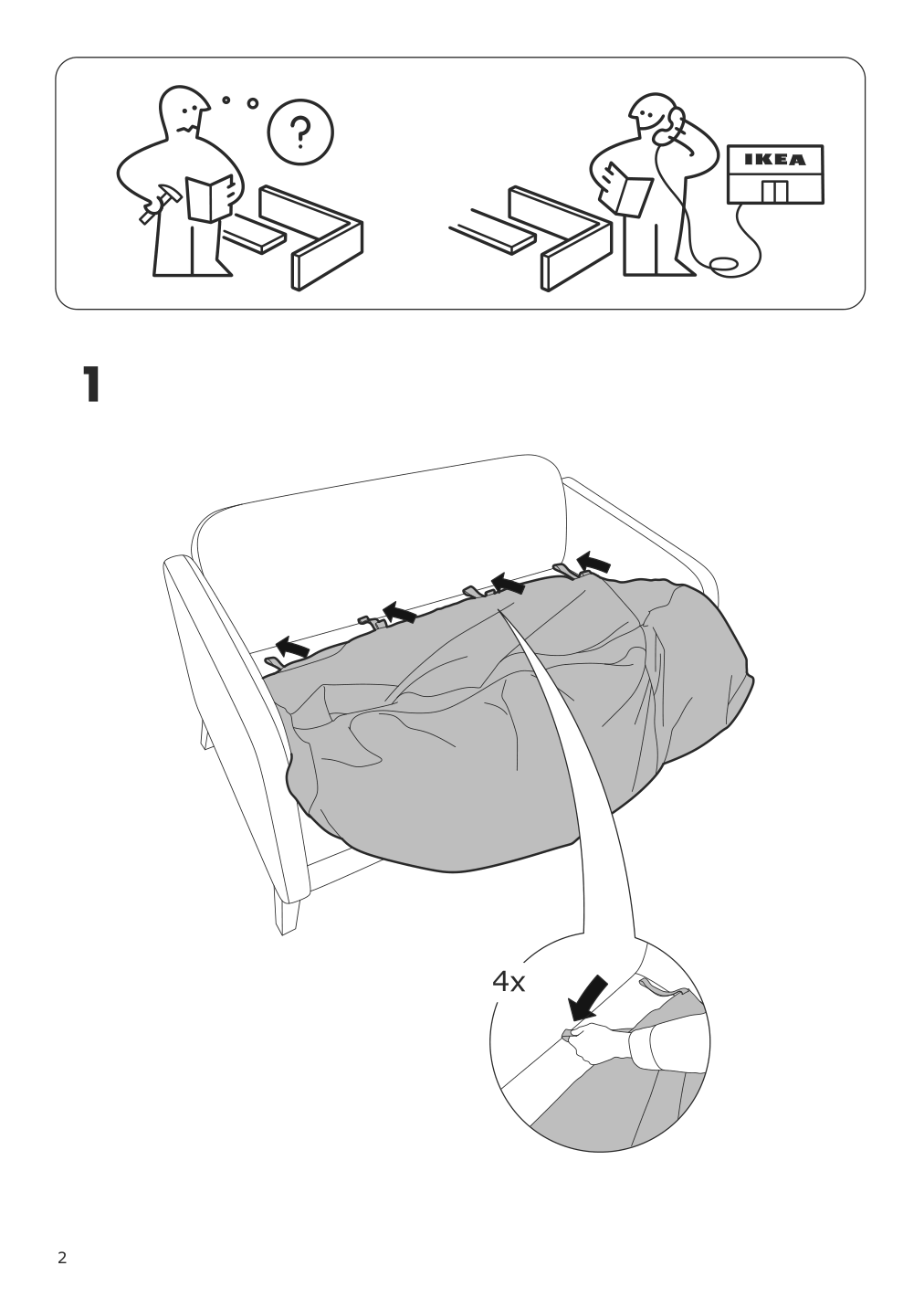 Assembly instructions for IKEA Linanaes protector for loveseat vissle dark green | Page 2 - IKEA LINANÄS protector for loveseat 005.644.00