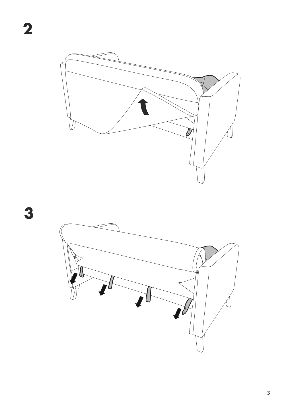 Assembly instructions for IKEA Linanaes protector for loveseat vissle dark green | Page 3 - IKEA LINANÄS protector for loveseat 005.644.00