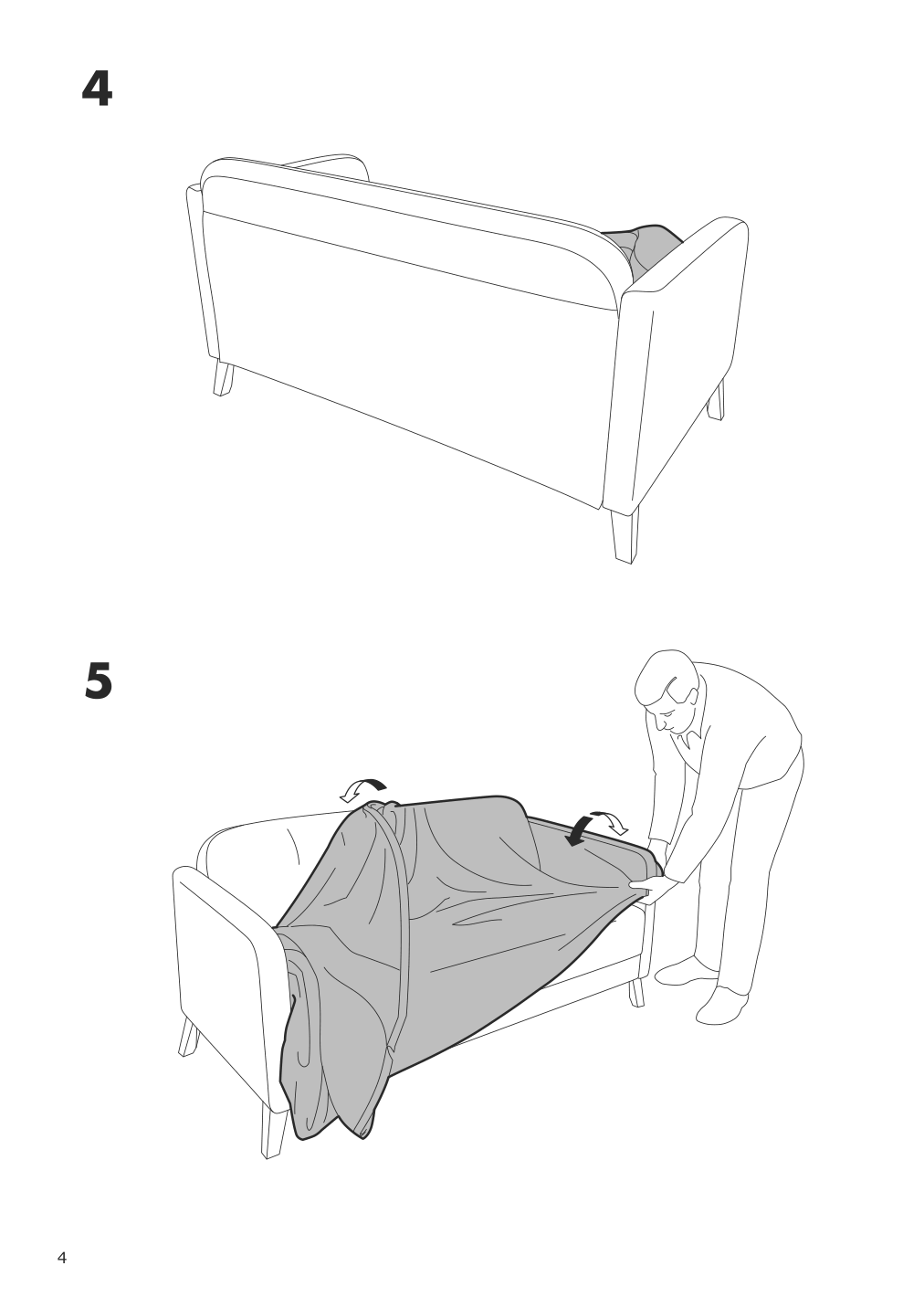 Assembly instructions for IKEA Linanaes protector for loveseat vissle dark green | Page 4 - IKEA LINANÄS protector for loveseat 005.644.00