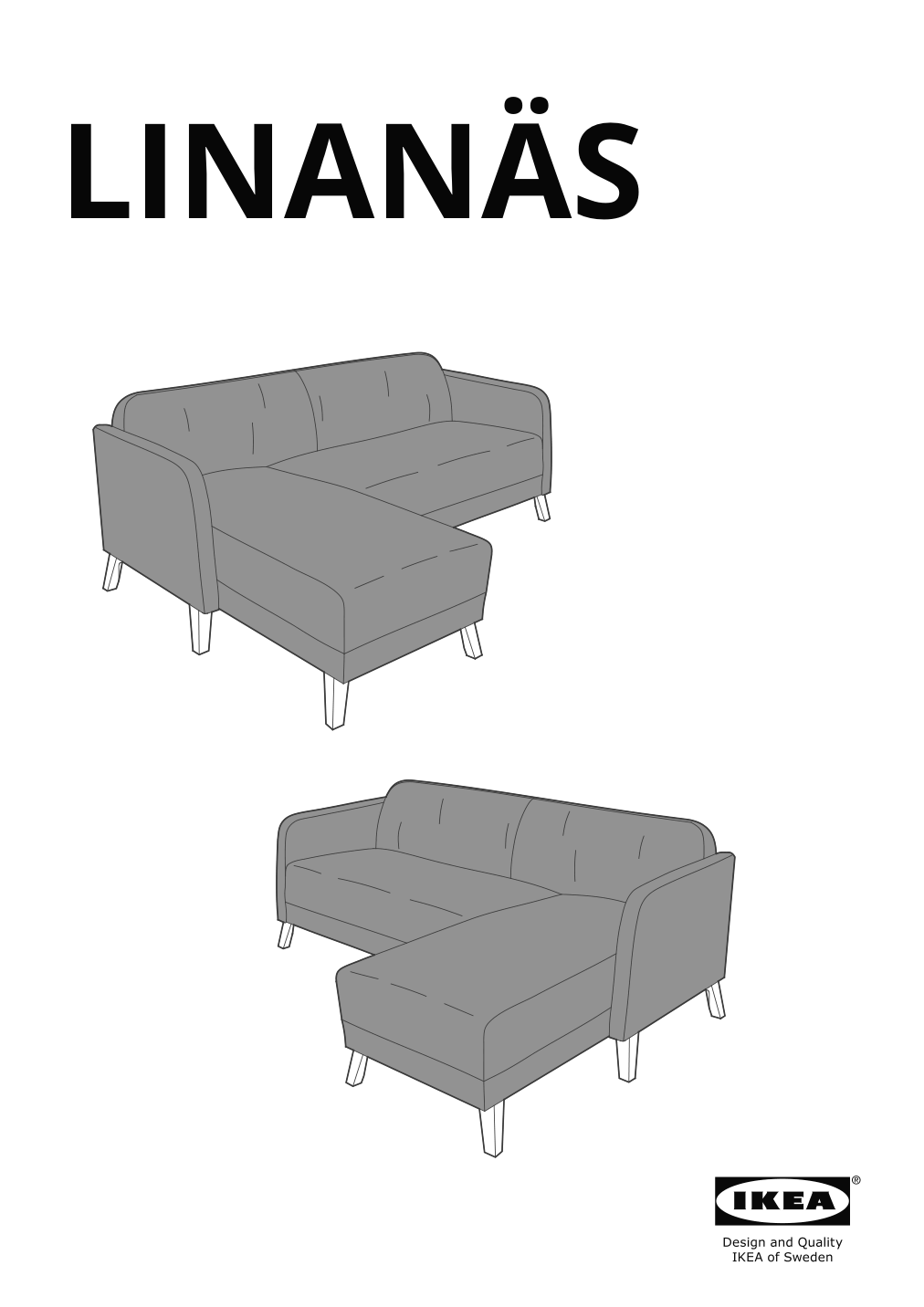 Assembly instructions for IKEA Linanaes sofa with chaise vissle dark gray | Page 1 - IKEA LINANÄS sofa 905.122.42