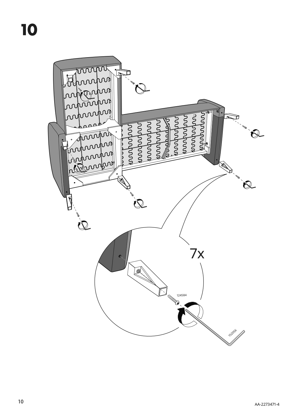Assembly instructions for IKEA Linanaes sofa with chaise vissle dark gray | Page 10 - IKEA LINANÄS sofa 905.122.42