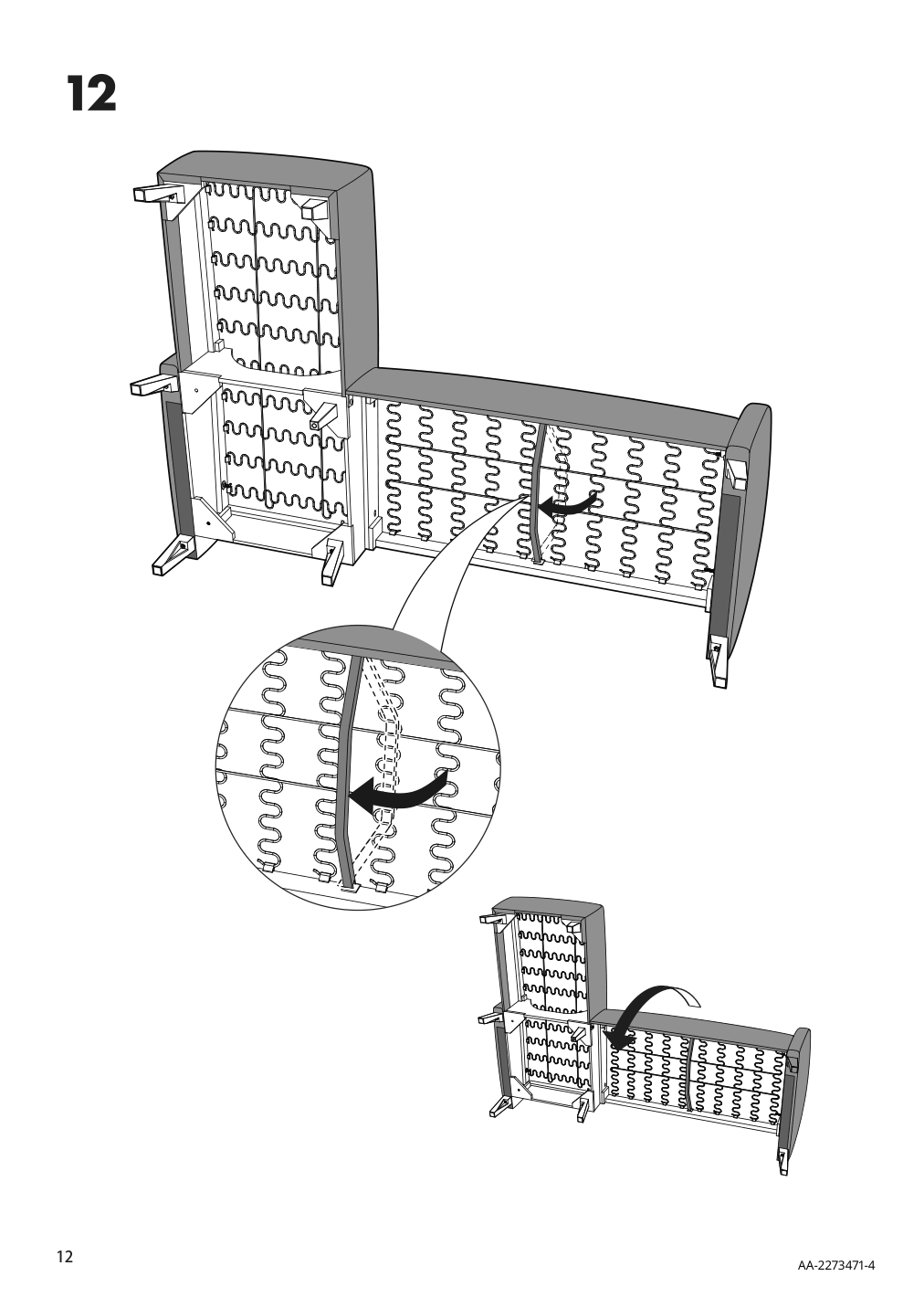 Assembly instructions for IKEA Linanaes sofa with chaise vissle dark gray | Page 12 - IKEA LINANÄS sofa 905.122.42