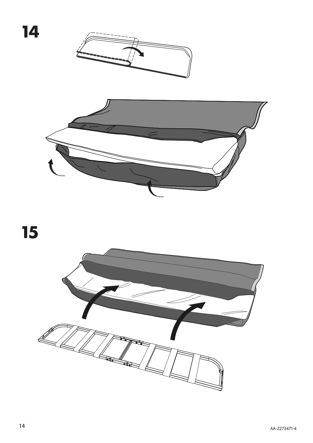 Assembly instructions for IKEA Linanaes sofa with chaise vissle dark gray | Page 14 - IKEA LINANÄS sofa 905.122.42