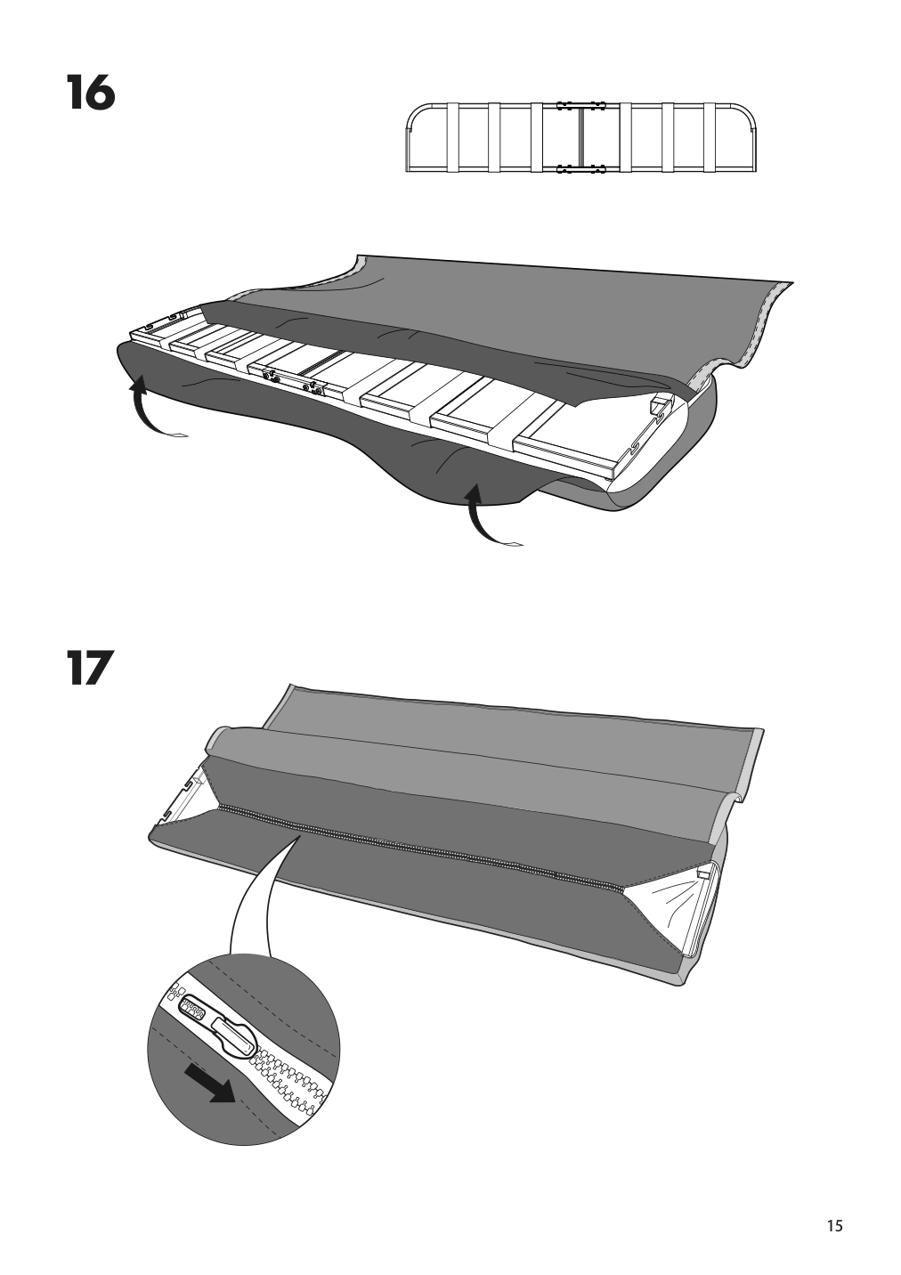 Assembly instructions for IKEA Linanaes sofa with chaise vissle beige | Page 15 - IKEA LINANÄS sofa 305.122.35