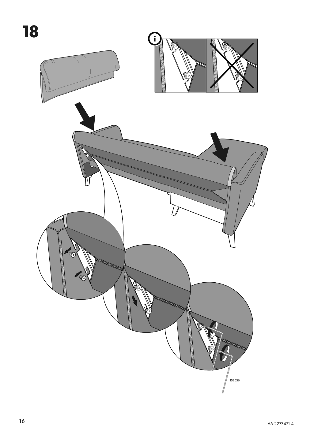 Assembly instructions for IKEA Linanaes sofa with chaise vissle beige | Page 16 - IKEA LINANÄS sofa 305.122.35