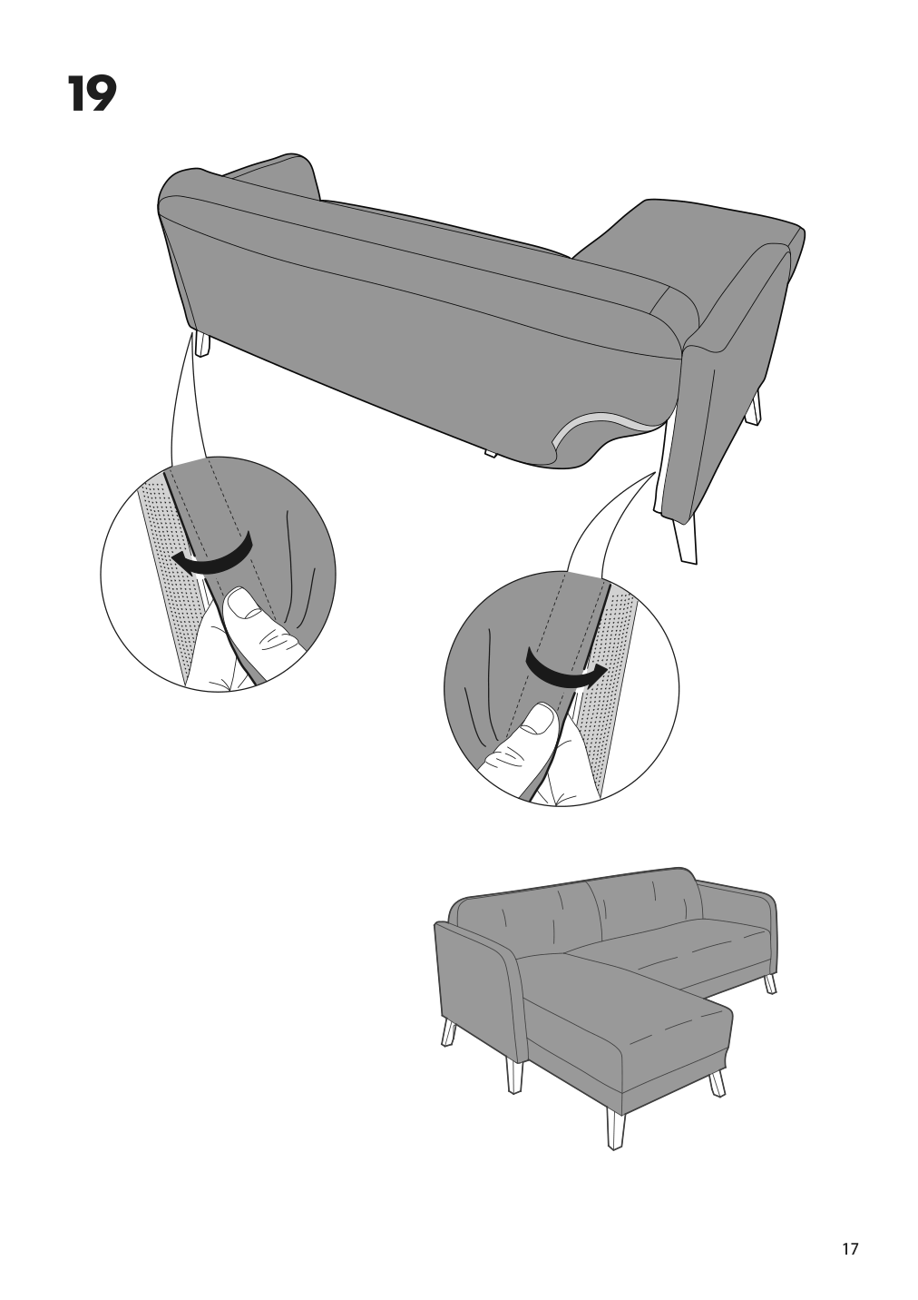 Assembly instructions for IKEA Linanaes sofa with chaise vissle beige | Page 17 - IKEA LINANÄS sofa 305.122.35