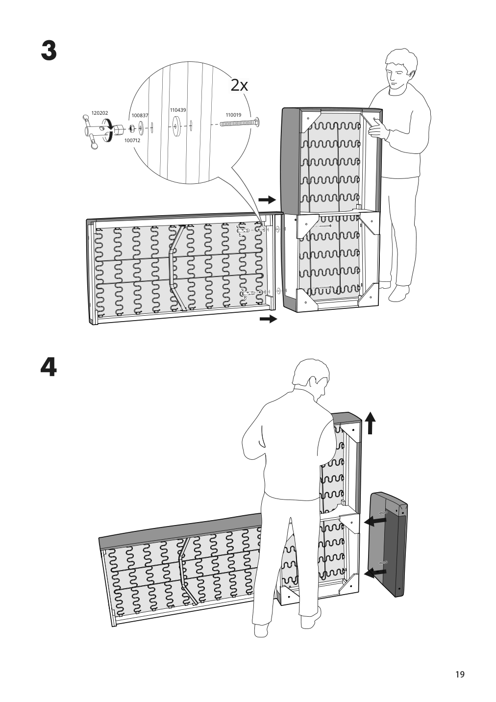 Assembly instructions for IKEA Linanaes sofa with chaise vissle dark gray | Page 19 - IKEA LINANÄS sofa 905.122.42