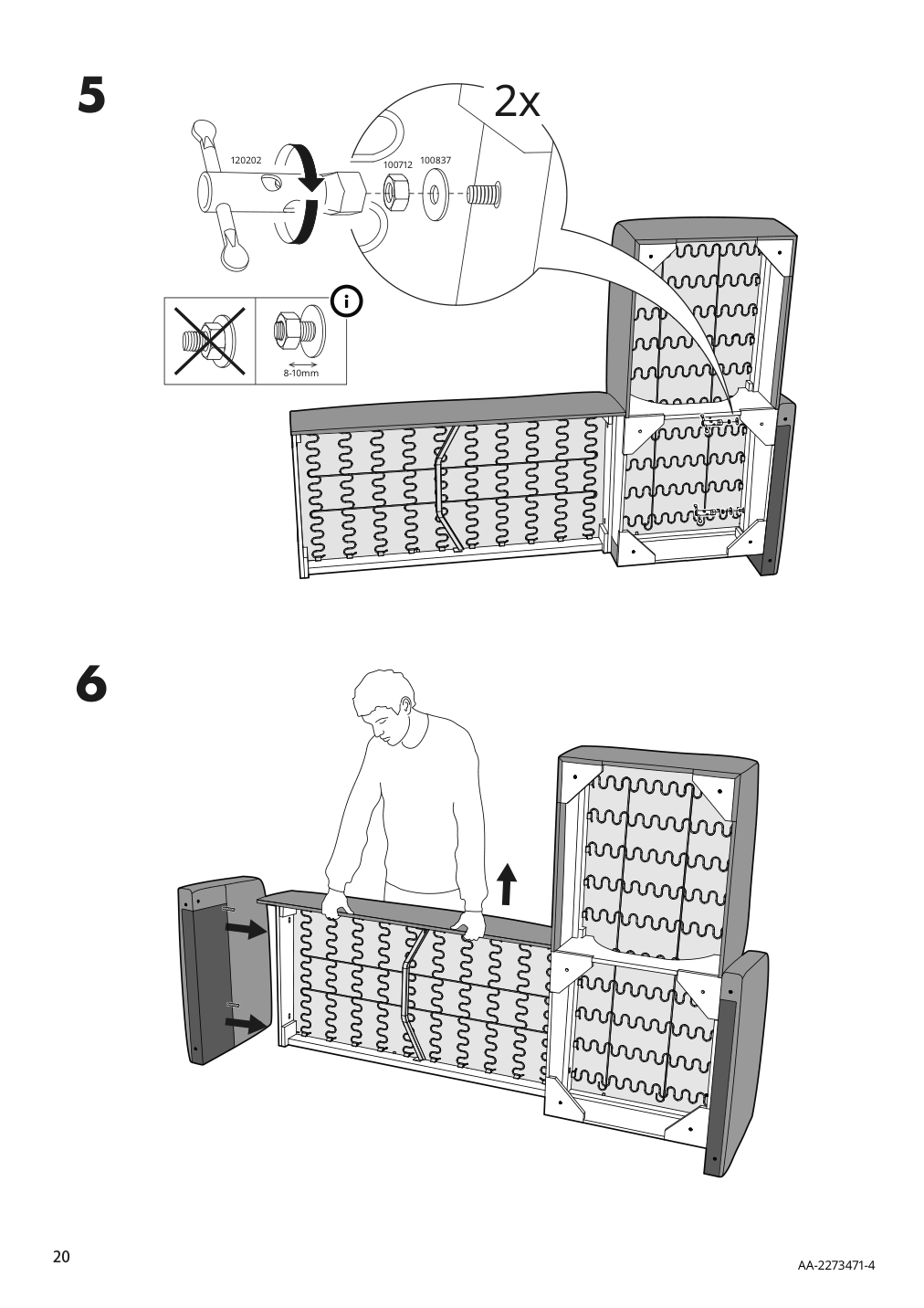 Assembly instructions for IKEA Linanaes sofa with chaise vissle beige | Page 20 - IKEA LINANÄS sofa 305.122.35