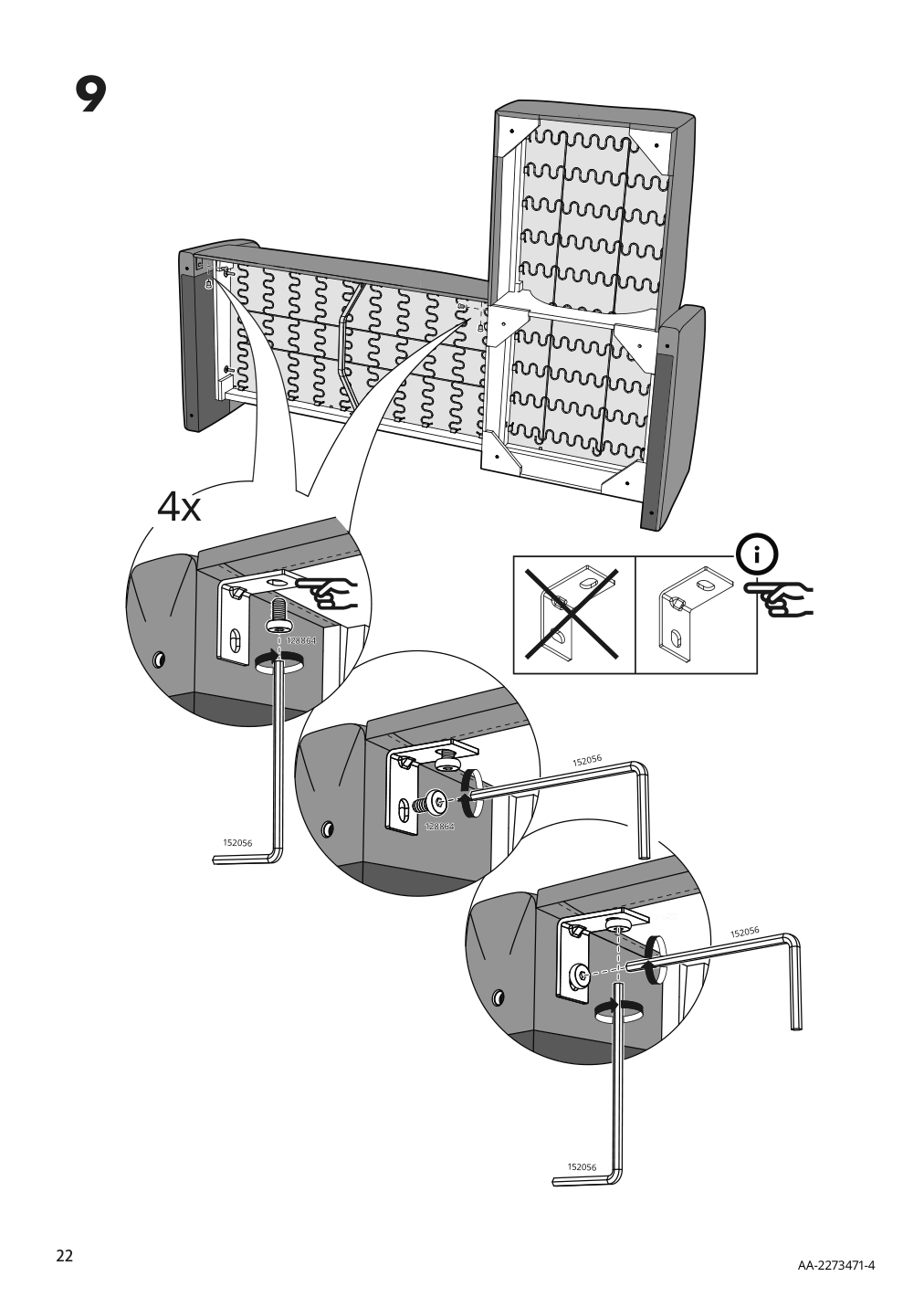 Assembly instructions for IKEA Linanaes sofa with chaise vissle beige | Page 22 - IKEA LINANÄS sofa 305.122.35