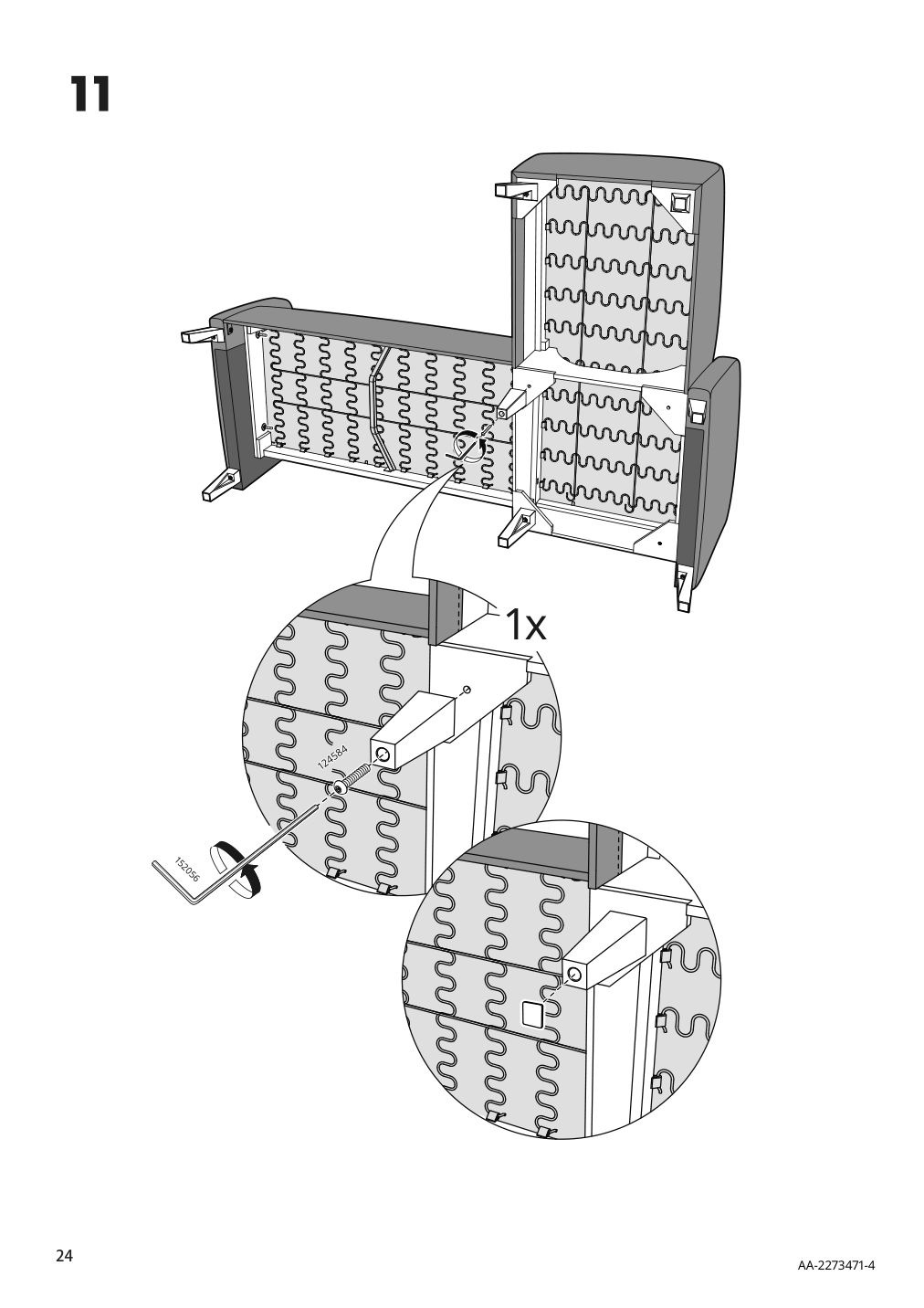 Assembly instructions for IKEA Linanaes sofa with chaise vissle dark gray | Page 24 - IKEA LINANÄS sofa 905.122.42