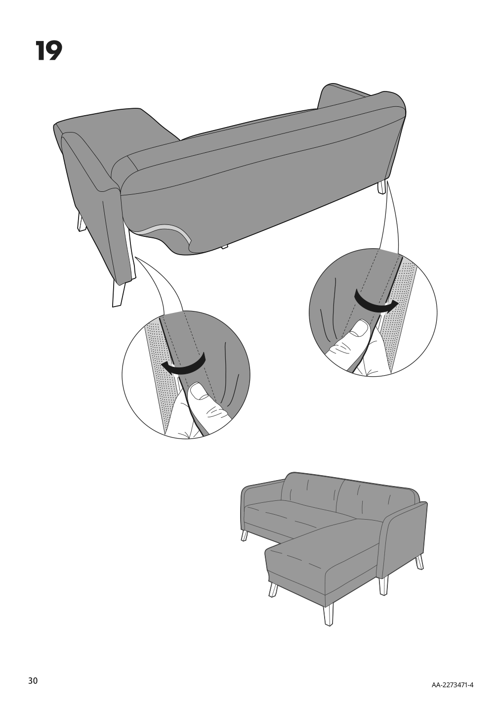 Assembly instructions for IKEA Linanaes sofa with chaise vissle beige | Page 30 - IKEA LINANÄS sofa 305.122.35