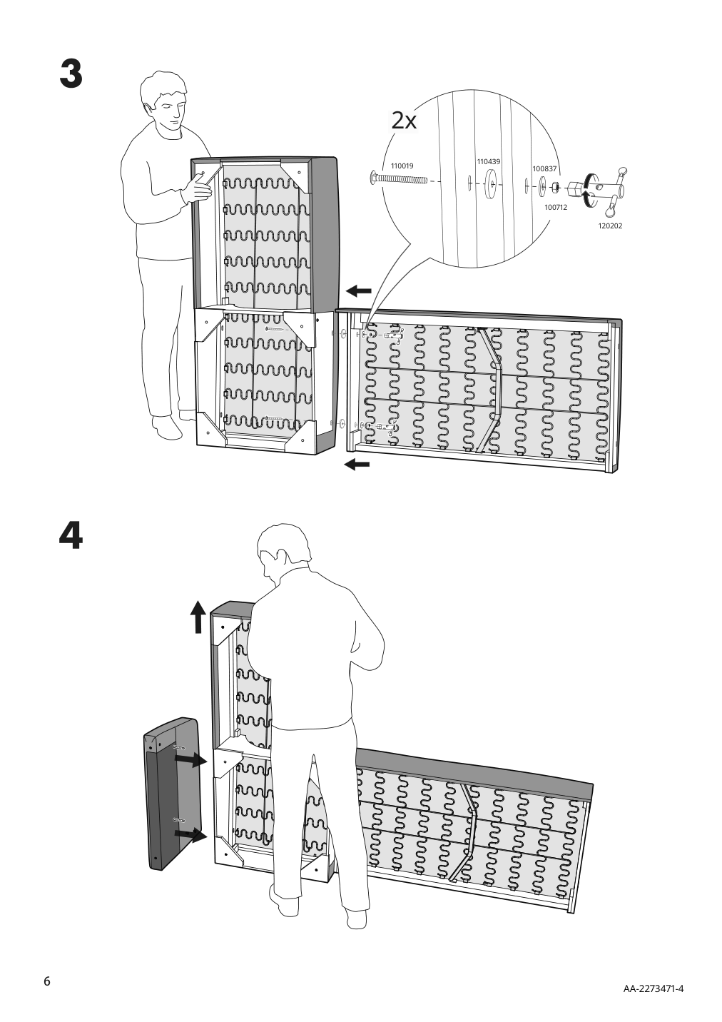 Assembly instructions for IKEA Linanaes sofa with chaise vissle dark gray | Page 6 - IKEA LINANÄS sofa 905.122.42