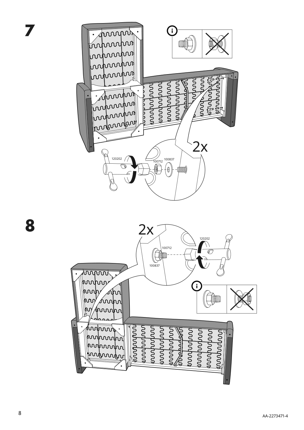 Assembly instructions for IKEA Linanaes sofa with chaise vissle beige | Page 8 - IKEA LINANÄS sofa 305.122.35