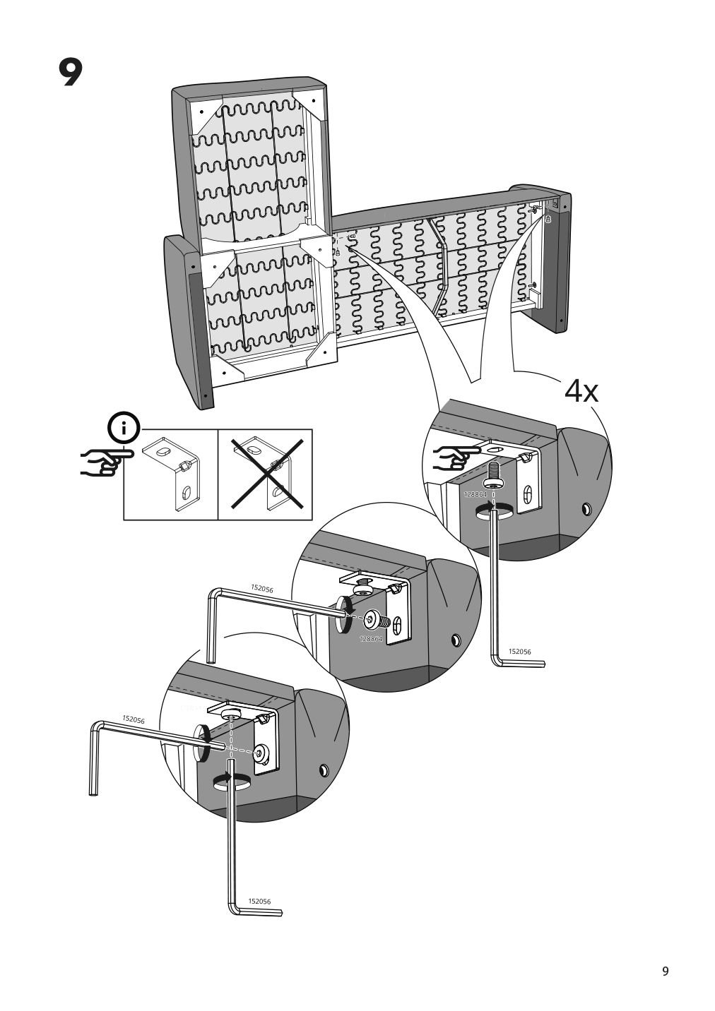 Assembly instructions for IKEA Linanaes sofa with chaise vissle dark gray | Page 9 - IKEA LINANÄS sofa 905.122.42