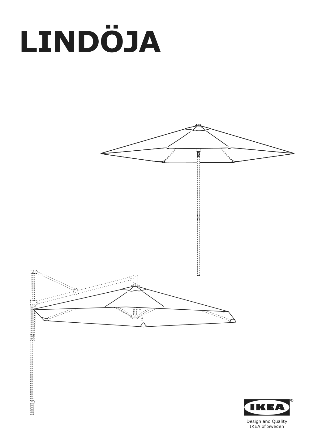 Assembly instructions for IKEA Lindoeja umbrella canopy beige green | Page 1 - IKEA BETSÖ / LINDÖJA umbrella with base 294.135.66