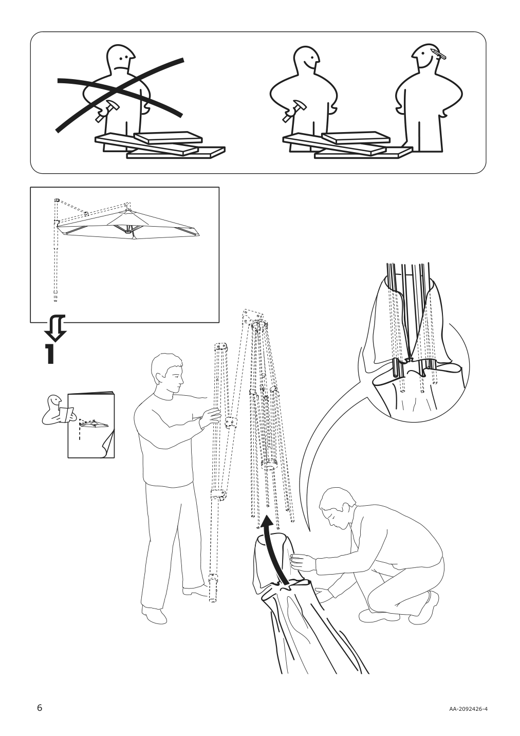 Assembly instructions for IKEA Lindoeja umbrella canopy beige green | Page 6 - IKEA KUGGÖ / LINDÖJA umbrella with base 694.135.88