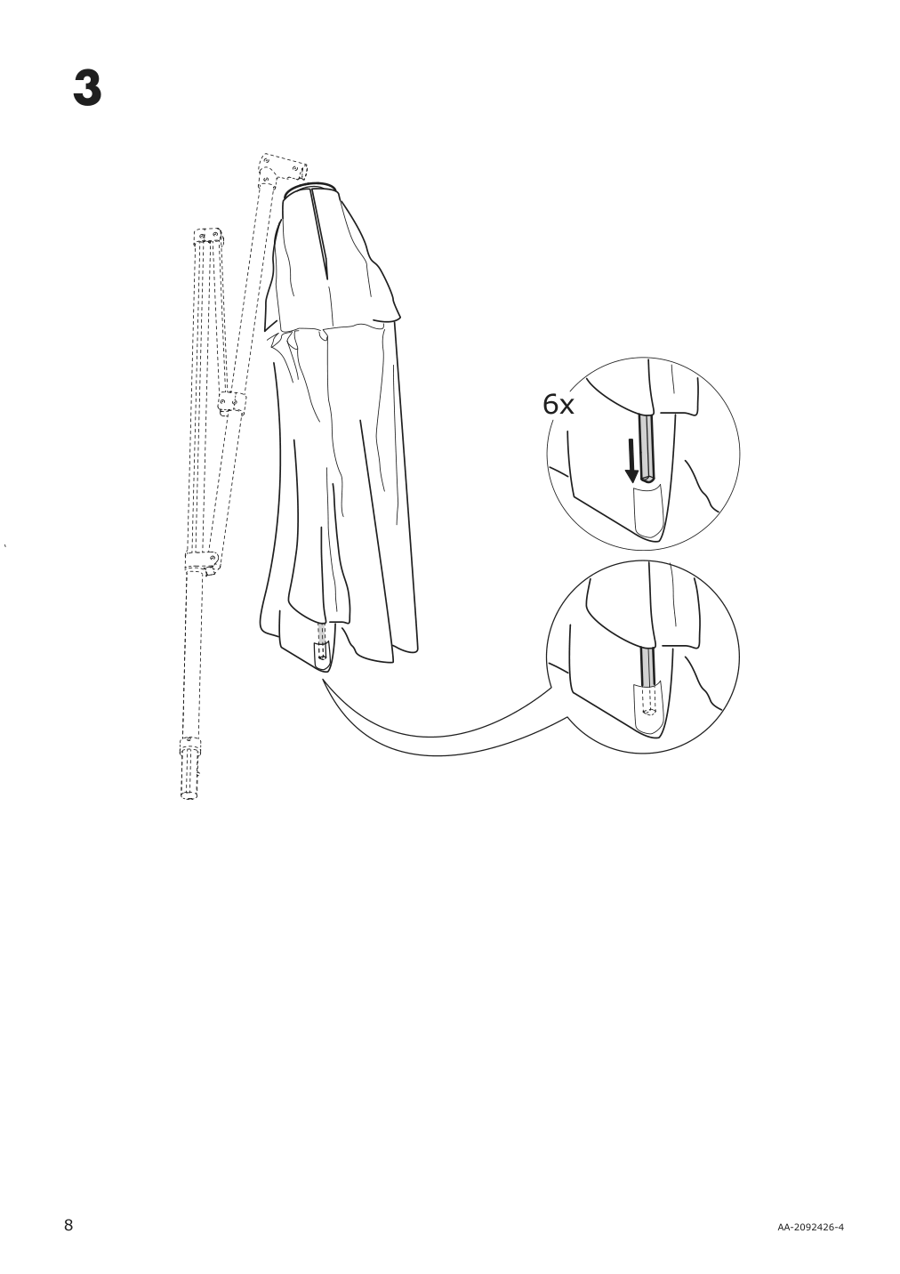 Assembly instructions for IKEA Lindoeja umbrella canopy beige green | Page 8 - IKEA KUGGÖ / LINDÖJA umbrella with base 694.135.88