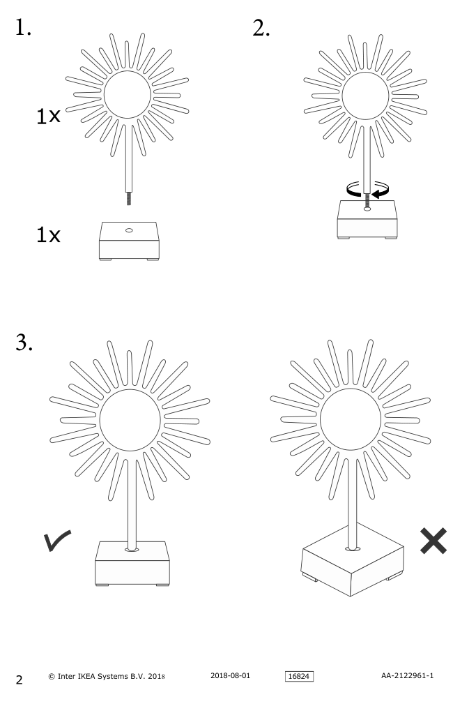 Assembly instructions for IKEA Lindrande decoration sun brass color | Page 2 - IKEA LINDRANDE decoration 704.311.19