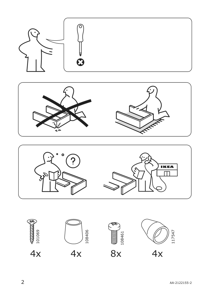 Assembly instructions for IKEA Lindved side table white | Page 2 - IKEA LINDVED side table 004.338.95