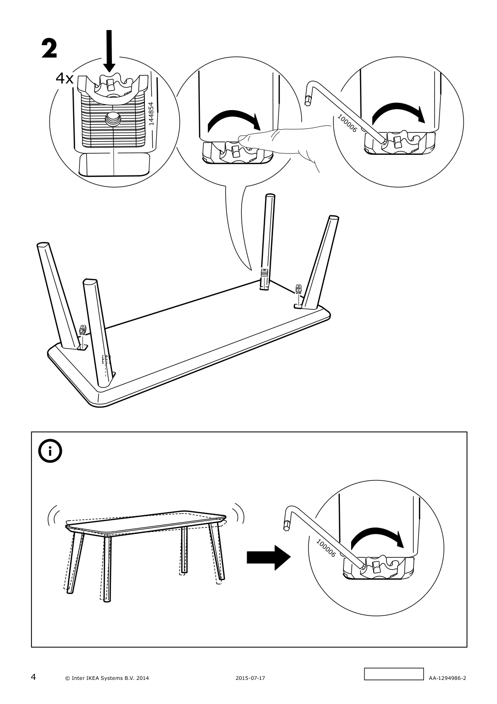 Assembly instructions for IKEA Lisabo coffee table ash veneer | Page 4 - IKEA LISABO coffee table 702.976.58