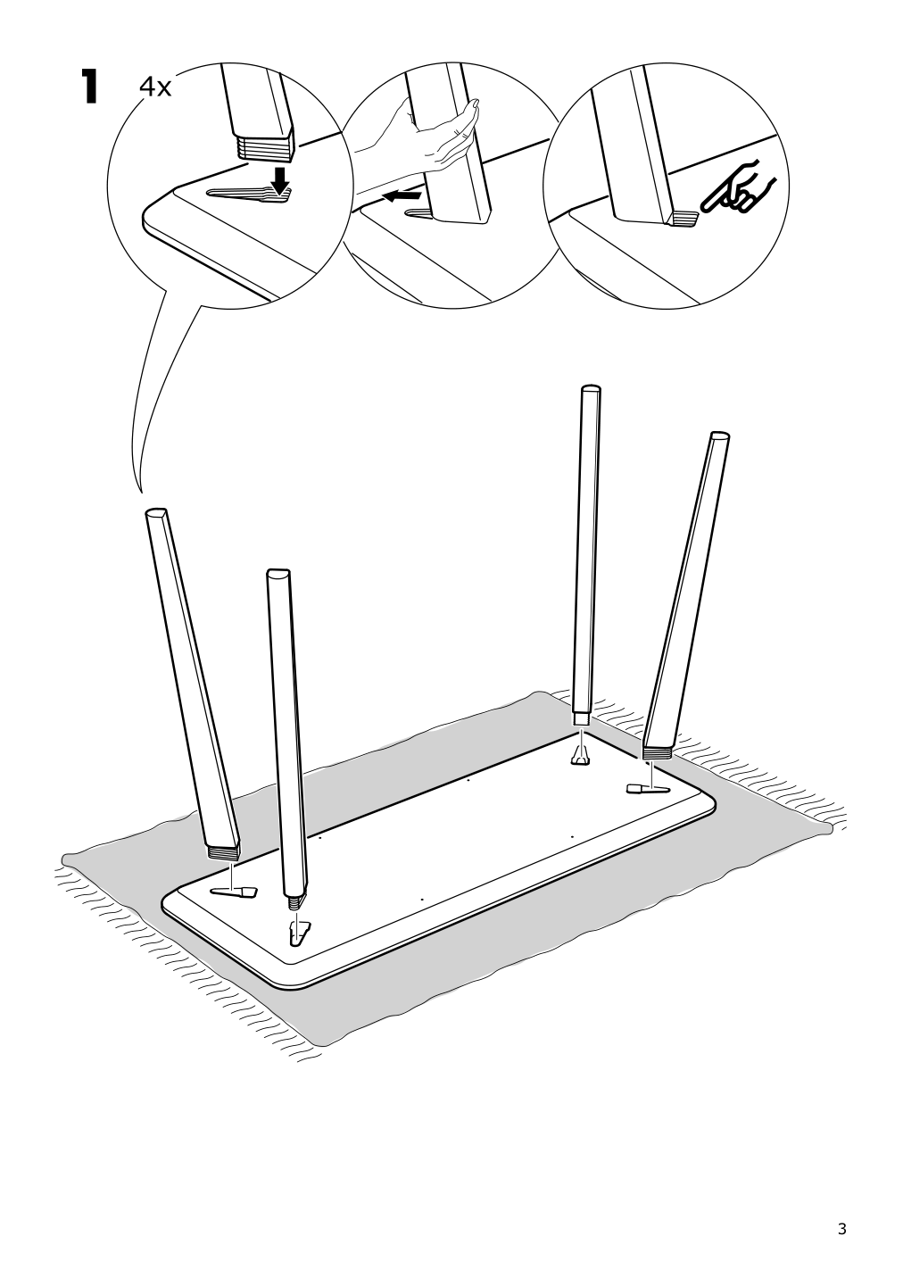 Assembly instructions for IKEA Lisabo desk ash veneer | Page 3 - IKEA LISABO desk 302.990.70